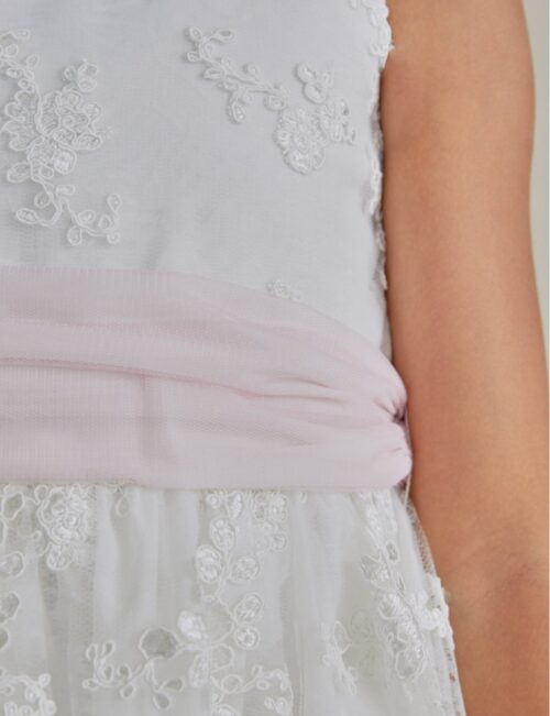 φόρεμα τουλι κεντητο λευκο