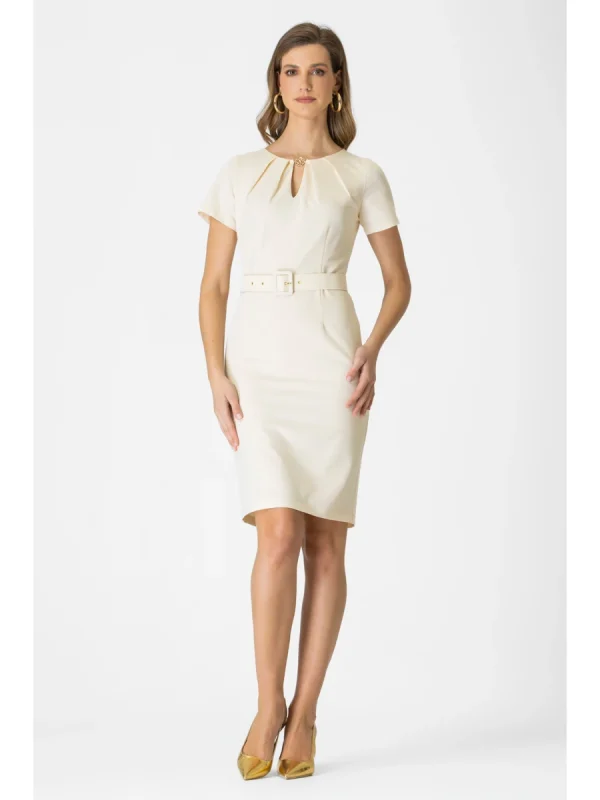 Φόρεμα κρεπ πίετες ζώνη